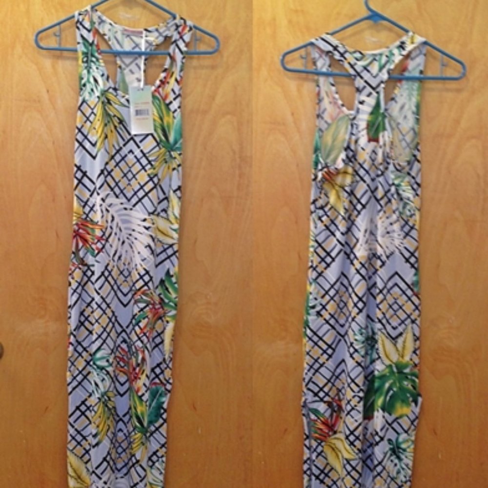 NWT- Racerback Printed Maxi Dress - Blue